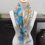 水色と茶色と緑のストール