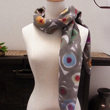 オレンジと青と紫の水玉ストール